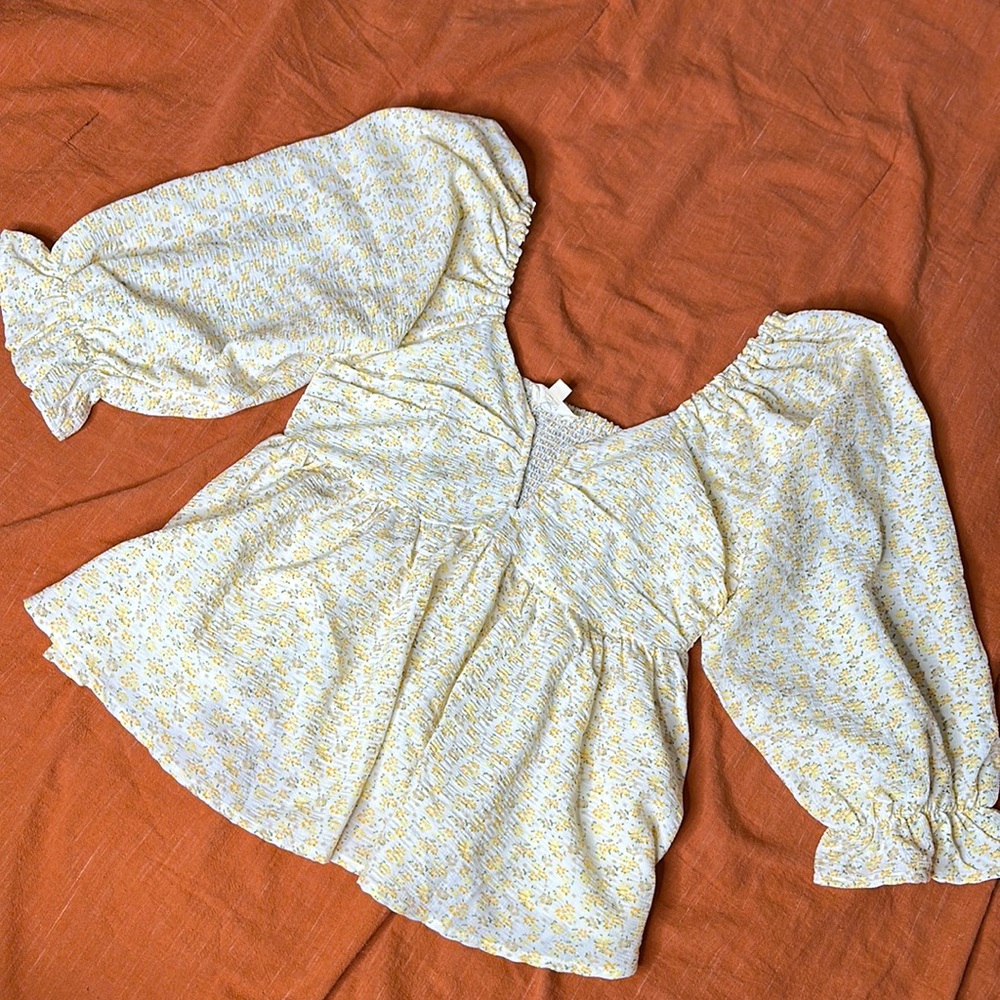 Floral Blouse with Puffed Sleeves. Never Been Worn.